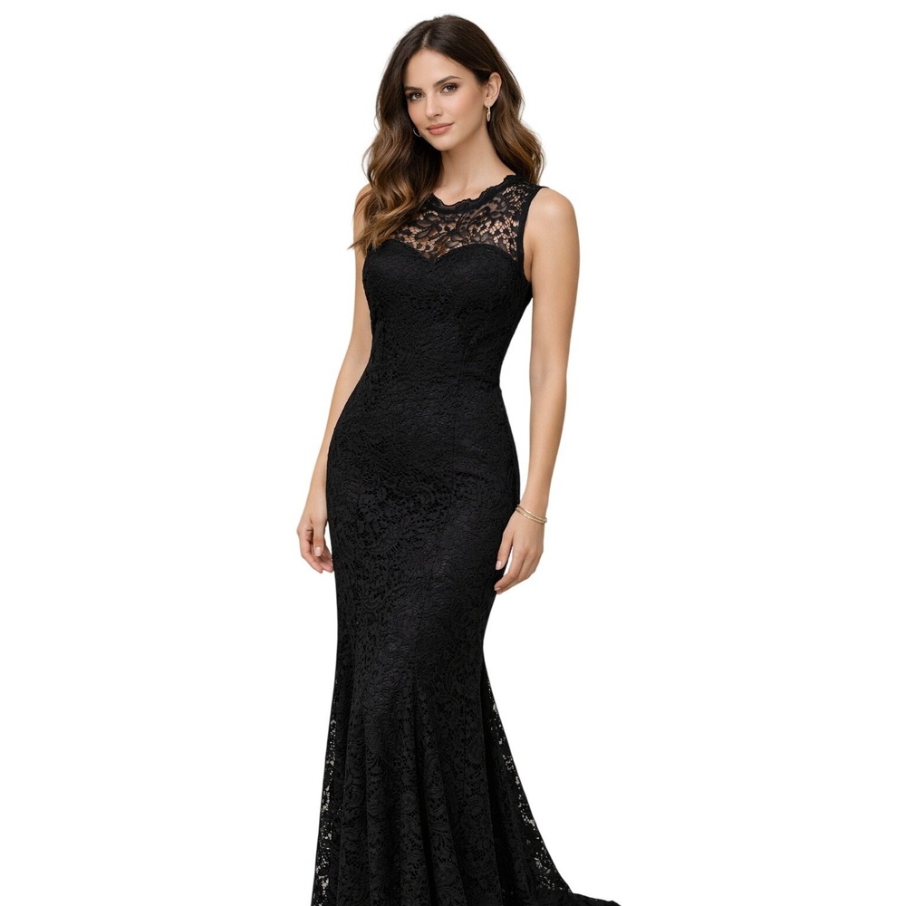 Miusol Lace Maxi Dress Womens S Black Mermaid Evening Gown Formal Prom Wedding
